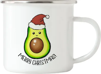 Produktbild von Merry Christmas Emaille-Tasse Geschenkidee Avocado-Fans Süßes Motiv für Weihnachten für Familie Freunde