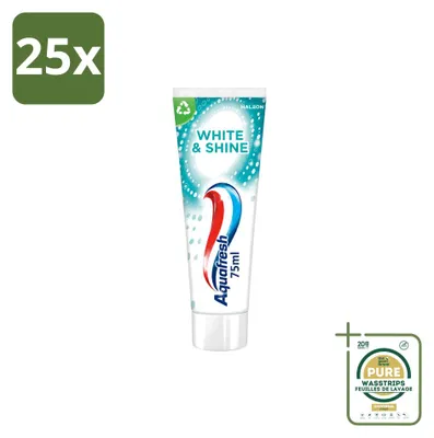 Productafbeelding van 25 x Aquafresh White & Shine tandpasta - 75 ml - Voorraadverpakking - 25 stuks