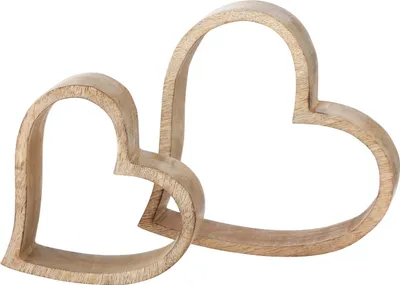Produktbild von Deko Herz aus Holz 2er Set Aufsteller Hochzeitsdeko 14 und 19 cm
