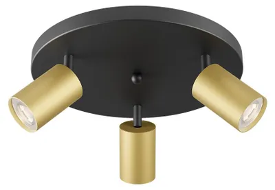 Immagine prodotto di Faretto da soffitto a LED rotondo a 3 luci con attacco GU10, orientabile a 350° – faretto da soffitto moderno color oro Braytron