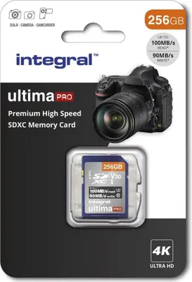Obrázek produktu pro Integral INSDX256G-100/90V30, 256 GB, SD, UHS-I, 100 MB/s, 50 MB/s, Class 3 (U3)