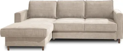 Produktbild von Lisa Design JAKE - Ecksofa mit Schlaffunktion - mit Bettkasten - 4-Sitzer - aus Velours - links , Beige