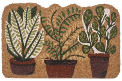 Zdjęcie produktu dla BELIANI Wycieraczka do domu naturalna włókno kokosowe podszycie antypoślizgowe 40 x 60 cm motyw roślinny nowoczesny dodatek do mieszkania