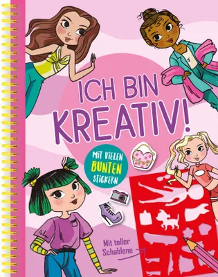 Produktbild von Modestars Mal- und Stickerbuch mit herausrennbarer Schablone, über 120 Stickern und 40 Seiten
