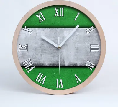 Produktbild von Holzuhr 25fi cm wanduhr - weiße Spitzen - grüne Wand