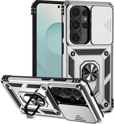 Produktbild von Samsung Galaxy S26 Ultra Hülle - Coverup Armor Ring Ständer Back Cover mit Kamera Schutz - Grau