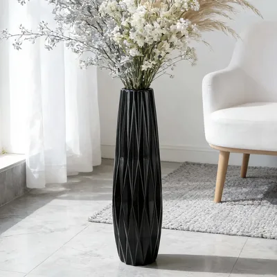 Immagine prodotto di Vaso in Vetroceramica, 45 cm, nero, vaso decorativo per il soggiorno