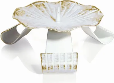 Produktbild von INNA-Glas Metall Kerzenständer Raquel mit Dorn, für Kerzen Ø5-6 cm, weiß-Gold, Ø10 cm - Kerzen Halter