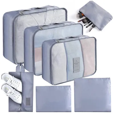 Produktbild von Reiseorganizer Kofferorganizer Kleidertaschen - 7-teilig - Wasserdicht - Dunkelgrau - Für Koffer und Handgepäck