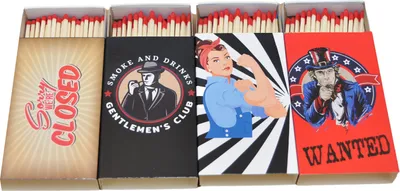 Produktbild von jameitop® Streichholzschachteln 4 X 45er Packungen 11cm mit Vintage Retro Nostalgie Design Streichhölzer Zündhölzer