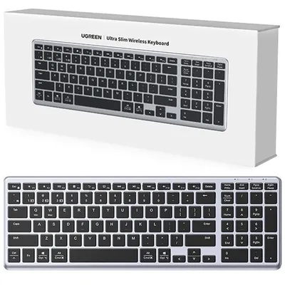 Zdjęcie produktu dla Ugreen KU005 Bezprzewodowa klawiatura mechaniczna, Bluetooth, 2,4 GHz, 400 mAh, podwietlana, czarna