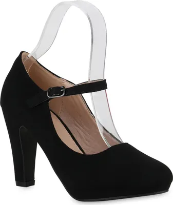 Produktbild von VAN HILL Damen Mary Janes Pumps Trichterabsatz Klassische Schuhe 840679, Farbe: Schwarz, Größe: 40