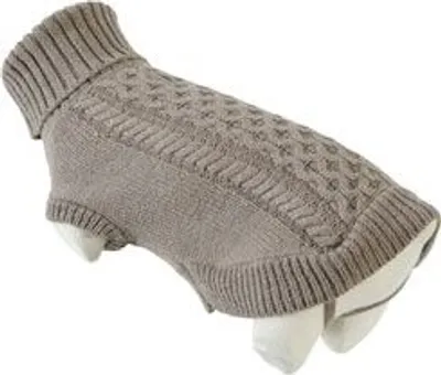Zdjęcie produktu dla Sweter dla psa MEGEVE, model "rolák", kolor szaro-brązowy, rozmiar 25 cm