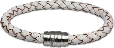 Produktbild von SilberDream Leder Armband weiß 22cm mit Edelstahl Verschluss LS1523