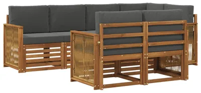 Image de Ensemble canapé d'angle vidaXL avec coussins (6 pièces), couleur nature et anthracite