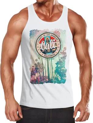 Tank-top Uomo Neverless Hawaii Beach Palme - Canottiera Muscle Shirt Nera