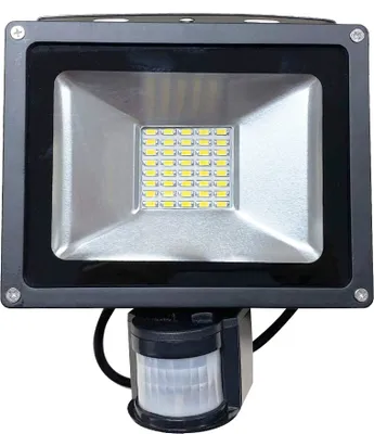 Produktbild von Greenmigo 30W LED SMD Strahler Fluter Außen Flutlicht Strahler mit PIR Bewegungsmelder Fluter Wasserdicht IP65 Aluminiumkörper Schwarz Warmweiß AC 85  265V