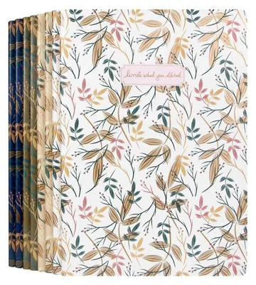 Immagine prodotto di Quaderno A4, set da 8 pezzi, rilegatura a filo, pagine bianche, 48 fogli, grammatura 70g/m², copertina morbida, con motivo decorativo