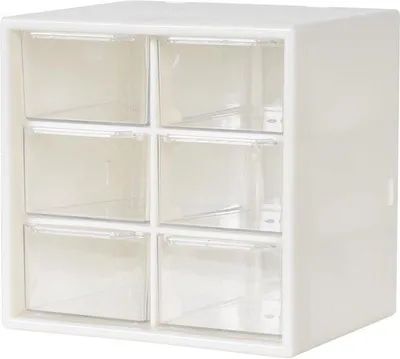 Produktbild von Famanu Aufbewahrungsbox mit 6 Schubladen - Kunststoff, Wandmontage, weiß