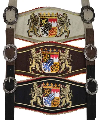 Produktbild von GermanWear, Trachten Hosenträger lederhosen mit Bayerischem Wappen-stickerei, Farbe:Hellbraun