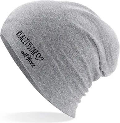 Produktbild von Huuraa Beanie Ralitystar mit Herz Heather Grey One Size Baumwolle und Elasthan Mütze Geschenkidee