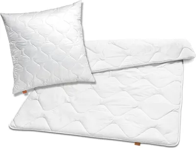 Produktbild von sleepling - Kopfkissen & Bettdecke, Kopfkissen 80 x 80 cm + Ganzjahresbettdecke 135 x 200 cm, allergikergeeignet, weiß