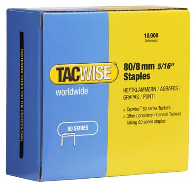 Image de Agrafes TACWISE 80/8 mm zinguées 10.000 pièces