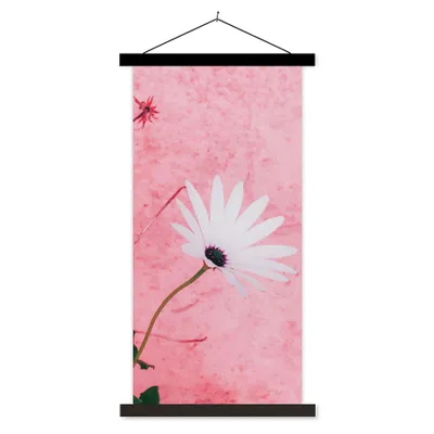 Produktbild von MuchoWow® Textilposter Blumen - Rosa - Vintage 90x180 cm mit schwarzem Rahmen - Dekoration Wohnzimmer
