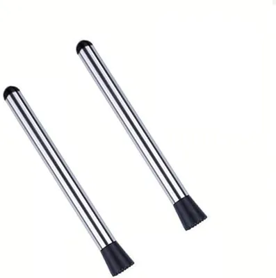 Productafbeelding van Rvs Muddler Cocktail - Roerder Bar - Cocktails Maken - Ergonomisch Handvat - 8 Inch - Zilver