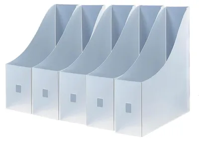 Obrázok produktu pre TRANKIELO® - Súprava 5 skladacích úložných boxov na časopisy - Biely plast - Ideálne na archiváciu a organizáciu pracoviska