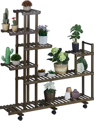 Produktbild von relaxdays Braunes Pflanzenregal Bambus 7 Ablagen