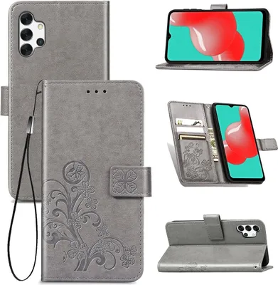 Produktbild von König Design Hülle kompatibel mit Samsung Galaxy A32 5G Kunstleder Handyhülle - Handy Case Grau