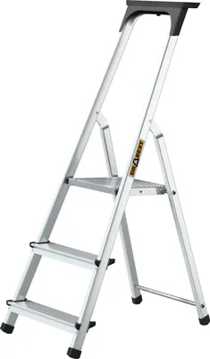 Produktbild von Drabest | Leiter - Haushaltsleiter - Aluminiumleiter - 3-stufig - Leicht und kompakt - Rutschfeste Stufen - Mit Werkzeugablage - Tragkraft 125 kg