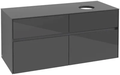 Image de Villeroy & Boch Collaro Meuble sous-lavabo, 4 tiroirs, lavabo à droite, montage mural, avec éclairage, 1200x548x500mm, C04300FP