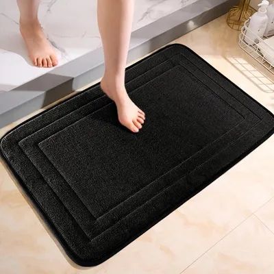 Produktbild von Badematte aus Memory-Schaum – 40×60 cm, rutschfest, saugfähig, waschbar, für Bad/Küche (schwarz)