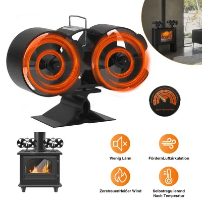 Produktbild von Eikuavons Kaminofen Ofenventilator Holzofen Stromloser Kaminrohr Ventilator Flügel Lüfter