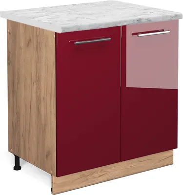 Produktbild von Spülenunterschrank Vicco Fame-Line Bordeaux Hochglanz 80 cm , AP Marmor, Model 46429