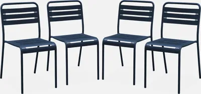 Produktbild von sweeek - 4er-Set Gartenstühle aus Stahl  - Marineblau