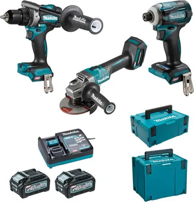 Image de Ensemble de 3 machines 40 V max XGT (DF001G + GA005G + TD001G) - MAKITA - avec 2 Batteries 40V 4Ah - chargeur - MakPac DK0125G301