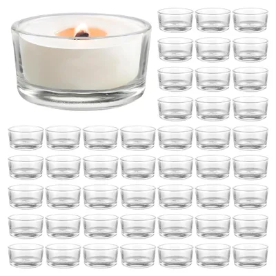 Produktbild von 48 Teelichthalter aus Glas für romantische Abendessen, Hochzeiten, Jahrestage, Zuhause und Partys