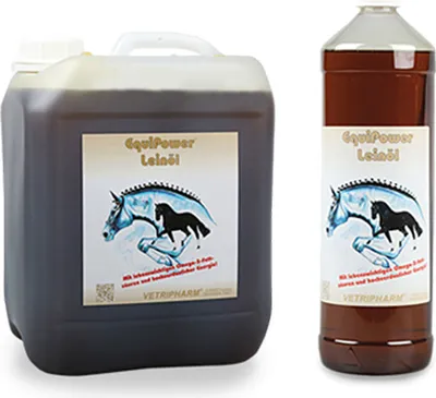 Produktbild von EquiPower Leinöl, Pferdefutterergänzung, 1 l, mit Omega-3- & Omega-6-Fettsäuren, ADMR-konform