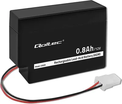 Zdjęcie produktu dla Qoltec 53029, 800 mAh, Ołowiany (VRLA), 12 V, Czarny, 1 szt.