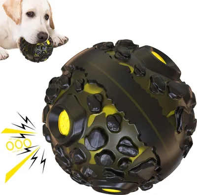 Produktbild von Hundespielzeug, Unzerstörbares Hackspielzeug für Hunde, Zahnreinigung aus Naturkautschuk, 12 Spielbälle, Quietschgeräusch, Interaktive Hundespiele, Groß