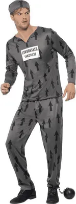 Produktbild von Sträflingskostüm Sträfling Kostüm Verbrecher für Herren Ganove Flüchtiger Gr M-L, Größe:L