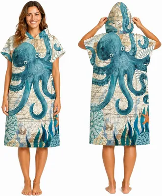 Imagen del producto de Poncho de microfibra, de secado rápido, talla L, ideal para la playa y la natación