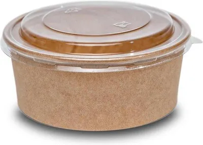 Obrázok produktu pre Biologický Slakom 1100 ml – 50 ks jednorazových misiek Slakom – miska na šalát s vekom – kartón Slabox Kraft s jednorazovými miskami –Slakom