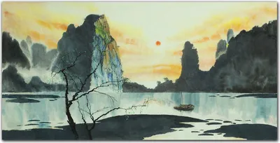 Produktbild von Coloray - Bild aus Glas - Glasbilder - 100 x 50 cm - Wanddekoration Küche Glasblock mit Bild Dekoration Wohnzimmer Gehärtetes Glas - Asien Berg Nebel
