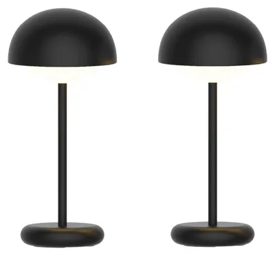 Image de Luxus Europe - Lampe de table Rhodos - Lot de 2 - Noir - Lampe de table d'extérieur sans fil – Rechargeable