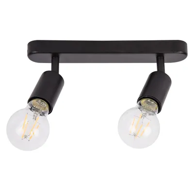 Produktbild von MasterLED Deckenstrahler E27 2-flammig Spotbalken Aufbauspot Schwarz Schwenkbar Retro Loft Spotlampe 26cm