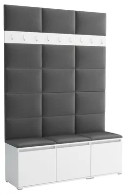 Produktbild von Garderobe LUTON 3 ARTISAN BLACK 15 - Farbe:Schwarz, moderne Garderobe 40x150x213cm, funktionelle Lösung für den Flur, Garderobe, Möbel für den Flur,